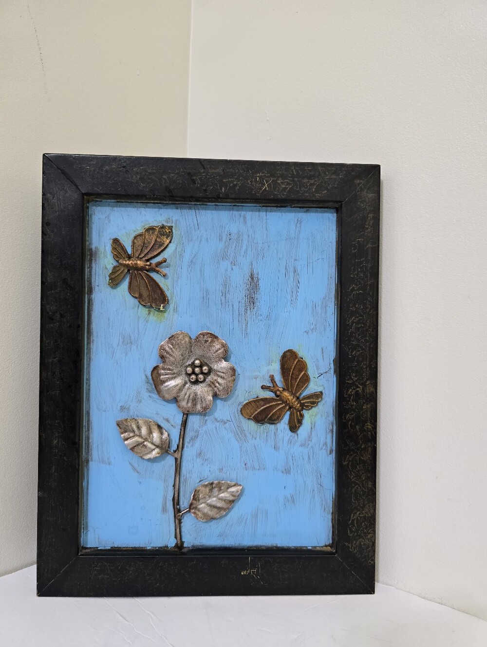 3D Wall Art upcycled y2k Rustic Butterfly Floral Metal Garden Whimsical 10x13